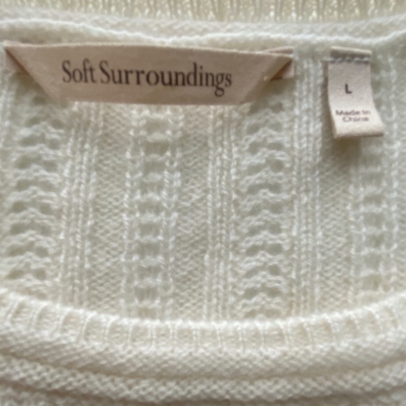 Soft Surroundings Womens Cashmere Pullover Open Knit Sweater Cream Size Large - Picture 6 of 11